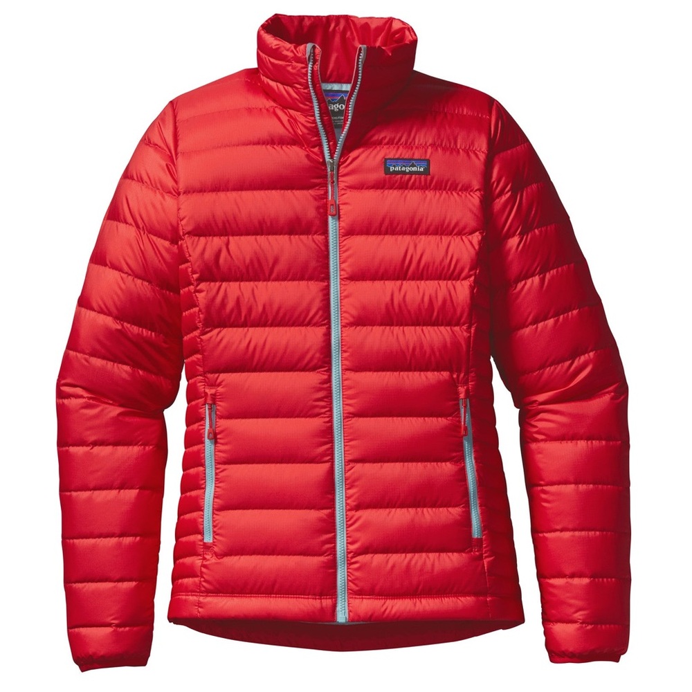 Patagonia Women’s Down Sweater - Red with Blue Zipper - Size Medium